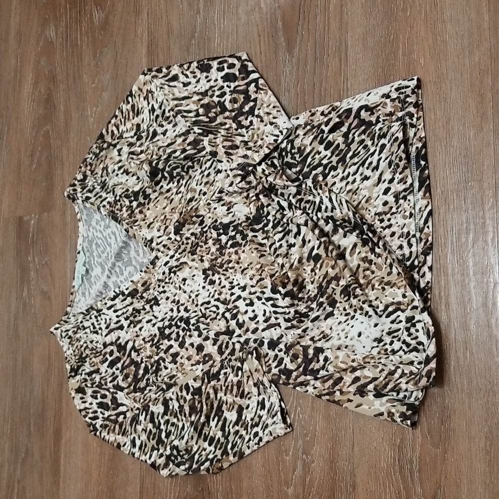 (M) Cleo Petites Leopard Print Wrap Style Top Business Casual Retro Y2K Soft